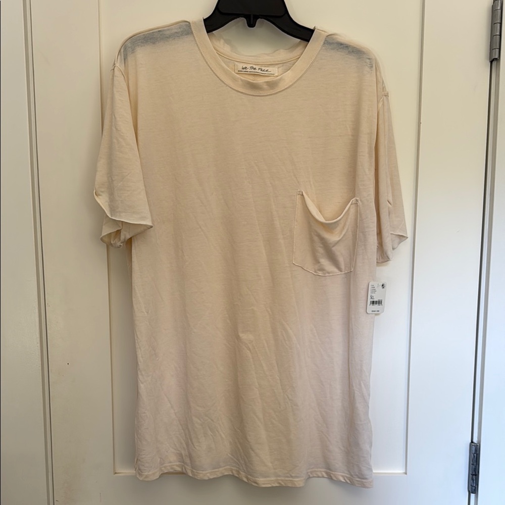 NWT Free People Beige/Cream, Lightweight, Short Sleeve Tee - Size XL